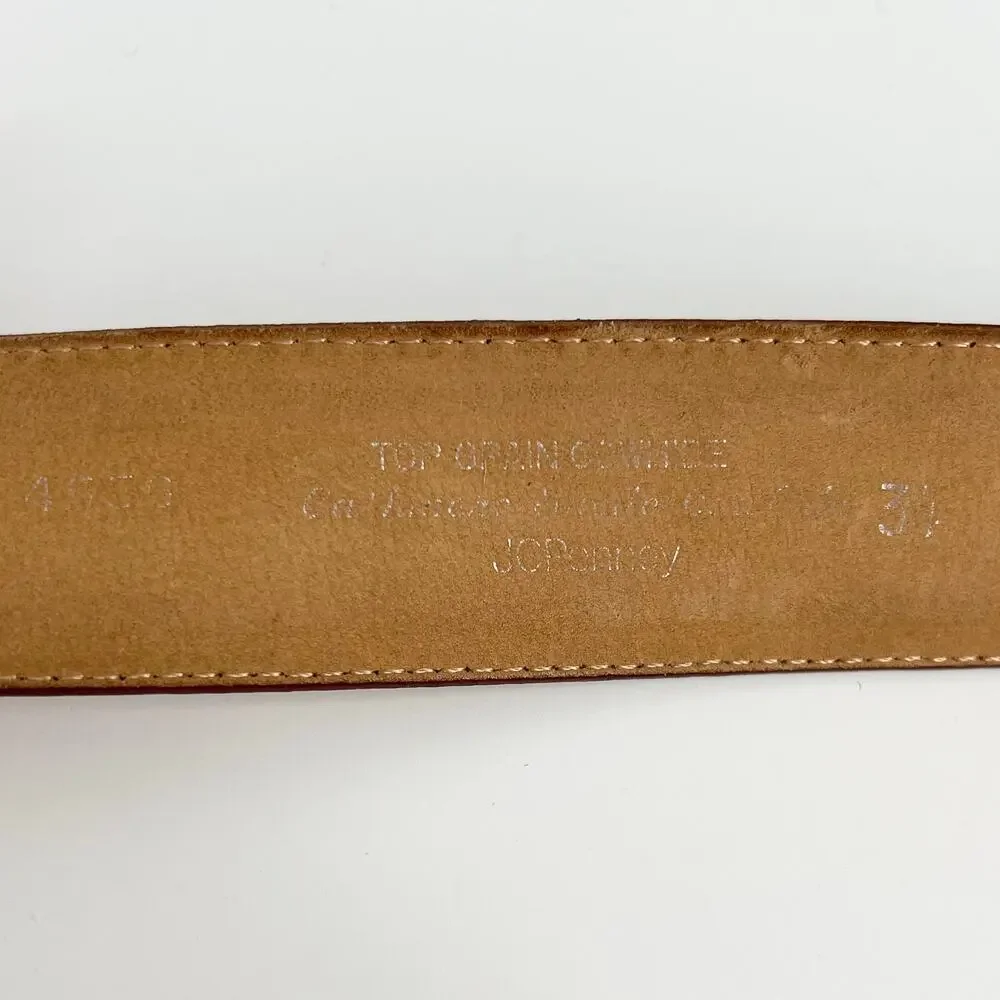 80s leather belt two tone buckle 1980s vintage